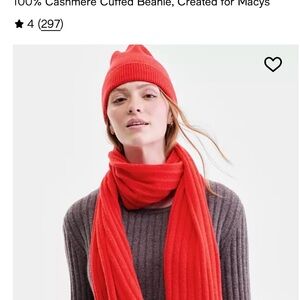 (NWT) 100% Cashmere 
Charter Club by Macy’s Beanie: OS Polished Red (New in Bag)